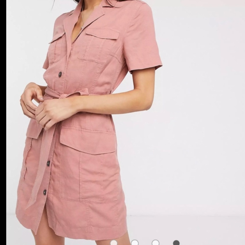 & other stories belted linen blend dress